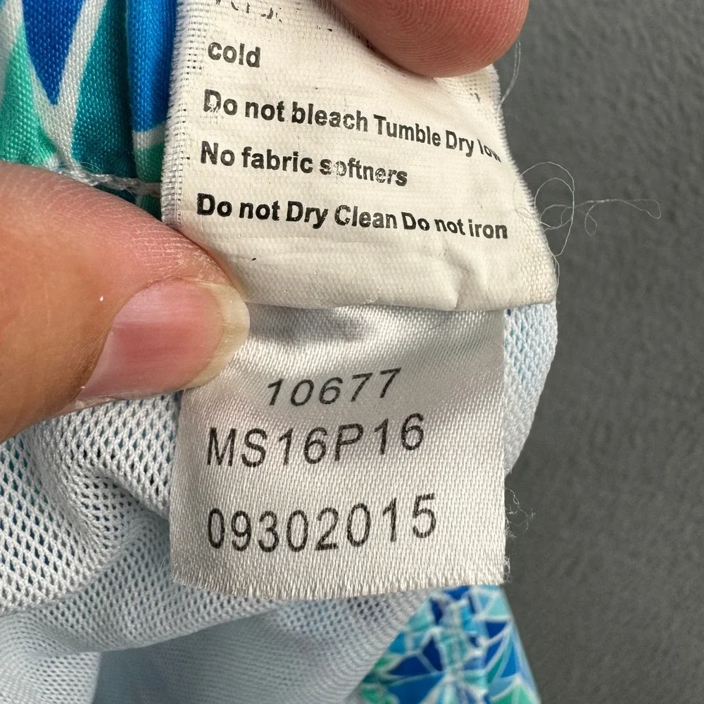 Peter Millar Mens MS16P16 Blue Geometric Mosaic Swim Trunks Shorts Size M